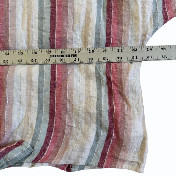 Rails Thea Linen Striped Shirt Womens L Tropic Stripe Metallic Thread Front Tie - Picture 10 of 13